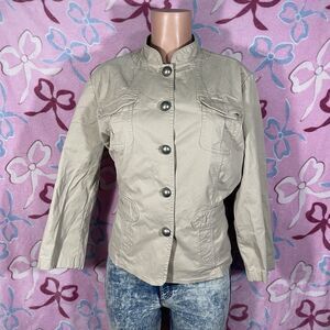 Westbound Size 18 Womens Chunky Silver Button Up Fall Casual Basic Jacket